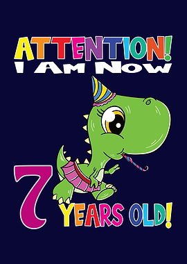 Dino Girl I Am 7 Years Old