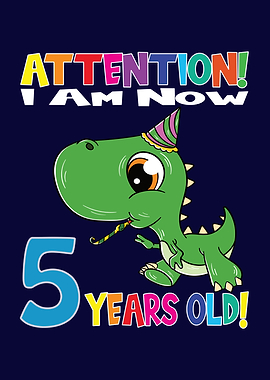 Dino Boy I Am 5 Years Old
