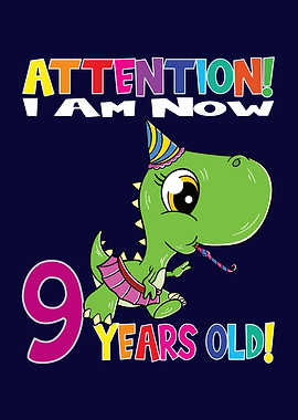 Dino Girl I Am 9 Years Old