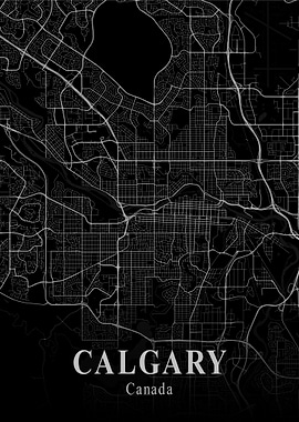 Calgary City Map Dark