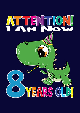 Dino Boy I Am 8 Years Old