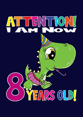 Dino Girl I Am 8 Years Old
