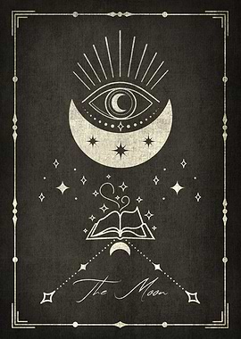 The Moon Black Tarot Card