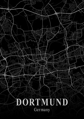 Dortmund City Map Dark