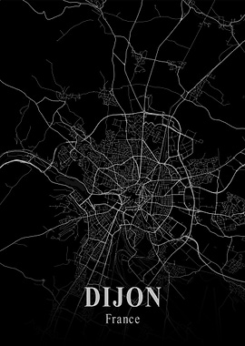 Dijon City Map Dark