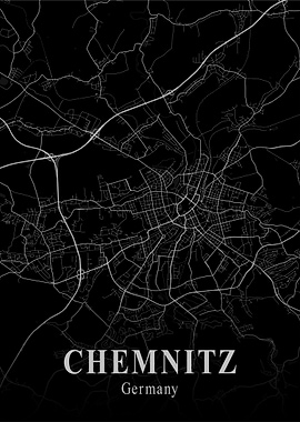 Chemnitz City Map Dark