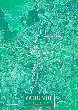 Yaounde Map Watercolor