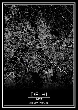 Delhi Black Map