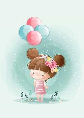 Girl Holding Balloons
