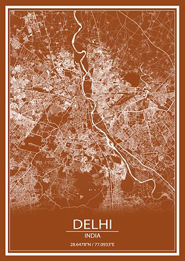 Delhi White Map