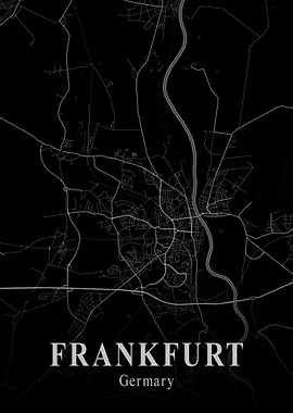 Frankfurt City Map Dark