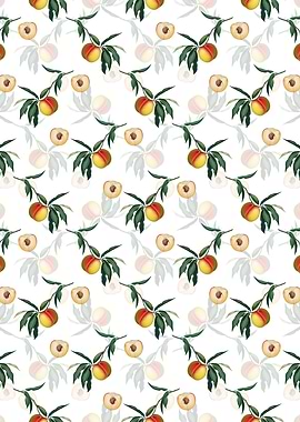 White Floral Peach Pattern