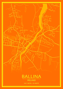 Ballina Orange Yellow Map