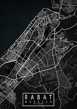 Rabat City Map Dark