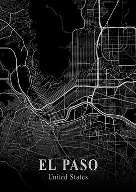 El Paso City Map Dark