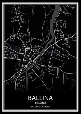 Ballina Black Map