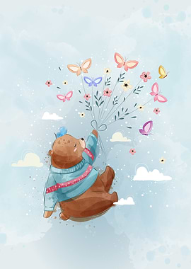 Cute Bear Flying