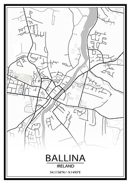 Ballina White Map