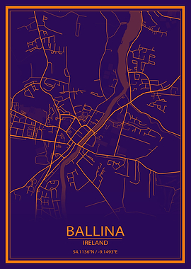 Ballina Purple Orange Map