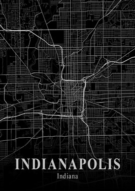 Indianapolis City Map Dark