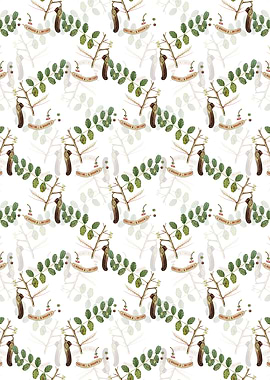 White Floral Carob Pattern