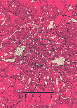 Paris City Map Blossom
