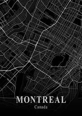 Montreal City Map Dark