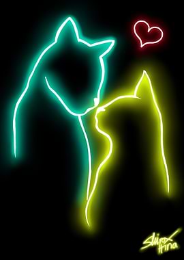 Neon Cat Love