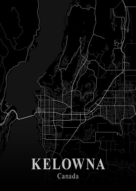 Kelowna City Map Dark