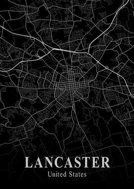 Lancaster City Map Dark