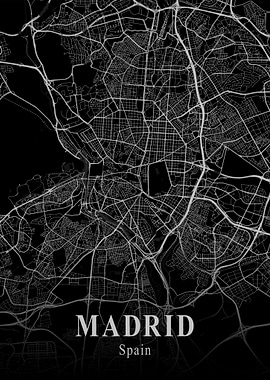 Madrid City Map Dark