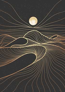 Mountain desert line art