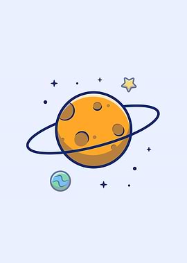 Planet Saturn With Star