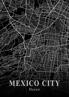 Mexico City Map Dark
