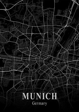 Munich City Map Dark