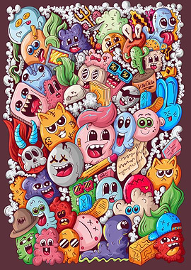Monsters Cartoon Doodle