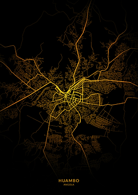 Huambo City Map Gold