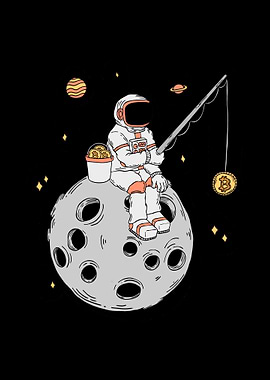 Astronaut Fishing Bitcoin