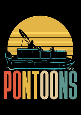 Retro Pontoon Boat Boating