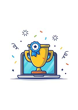 Gold Trophy Badge Cartoon