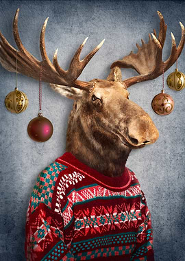 Christmas moose in clothes
