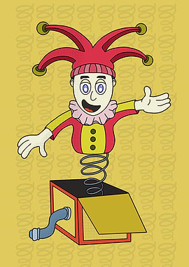 Surprise box with a clown