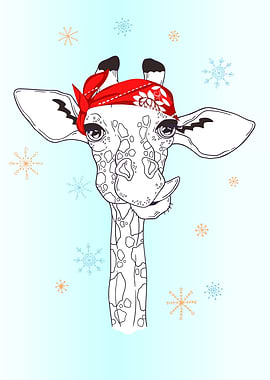 Giraffe wearing a bandana