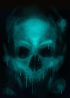 Blue Spray Skull