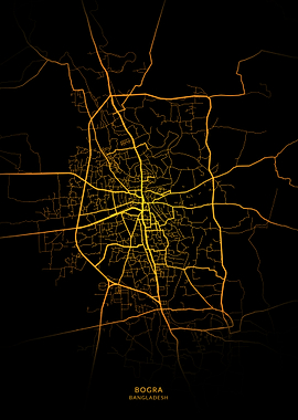 Bogra City Map Gold