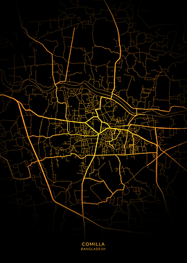 Comilla City Map Gold