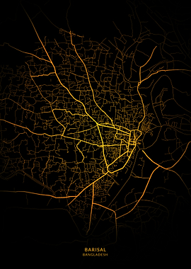 Barisal City Map Gold