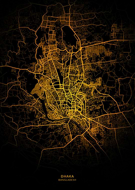 Dhaka City Map Gold