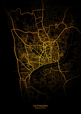 Chittagong City Map Gold