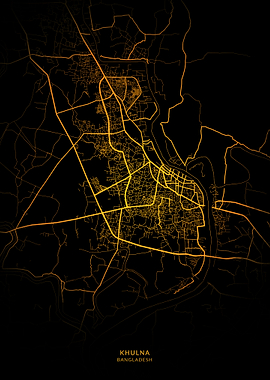 Khulna City Map Gold